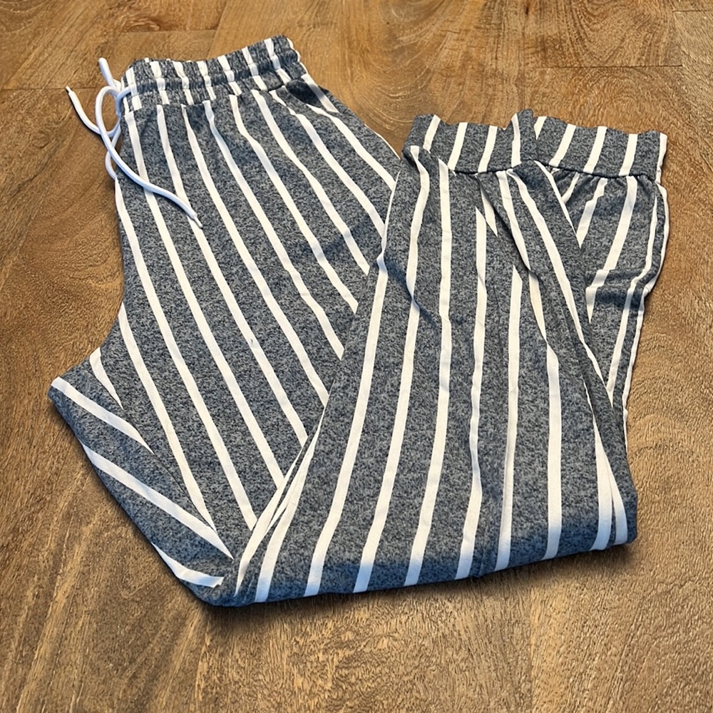 Blue Heathered Striped Joggers
